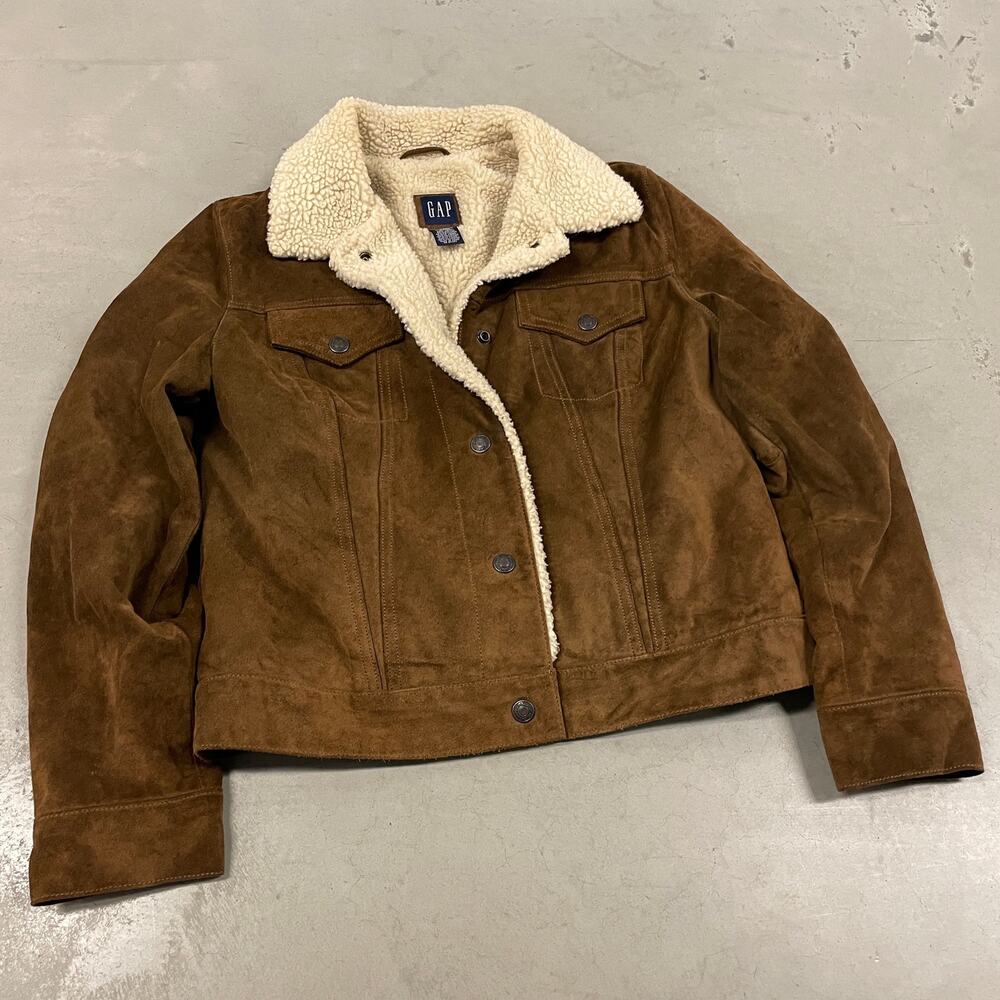 Vintage Y2K gap suede leather trucker jacket
